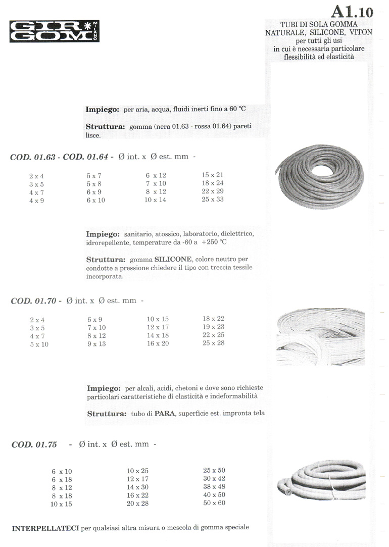 tubi di gomma A-1.10