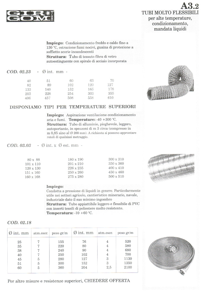 tubi molto flessibili A-3.2